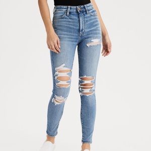 American Eagle Outfitters Blue Ripped Skinny Jeans